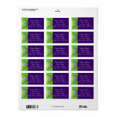 RIBBON Mariage violet, Étiquette de adresse  vert (Feuille entière)