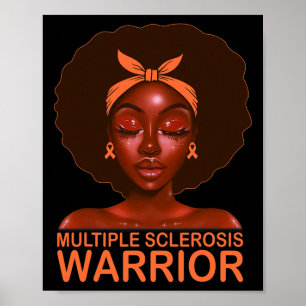 Ribbon MS Awareness Warrior Black Afro Vrouwen Mei Poster