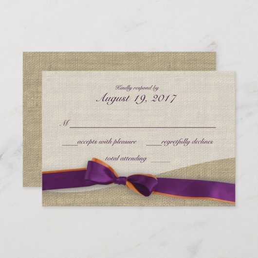 Ribbon pourpre et orange et réponse au Burlap (Devant / Derrière)
