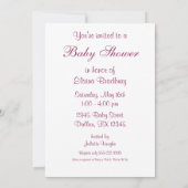 Ribbon rose blanc bébé fille douche Invitation (Dos)