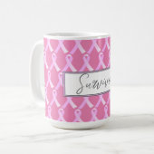Ribbon rose Cancer du sein Survivant Café Mug (Devant gauche)