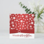 RIBBON Rouge Blanc Snowflakes Invitation de mariag (Debout devant)