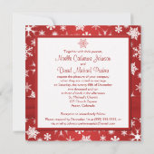 RIBBON Rouge Blanc Snowflakes Invitation de mariag (Dos)