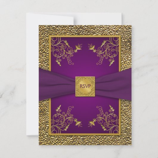 RIBBON Royal Purple, Carte Gold RSVP (Devant)