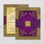 RIBBON Royal Purple, Carte Gold RSVP (Devant / Derrière)
