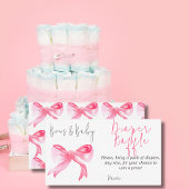 Ribbon roze strikken baby meisje Baby shower luier Informatiekaartje