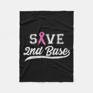 Ribbon Save Second Base Borstkanker Bewustzijn VI Fleece Deken