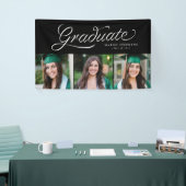 Ribbon script afstuderen trendy drie foto afstudee spandoek (Beurs)