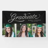 Ribbon script afstuderen trendy drie foto afstudee spandoek (Horizontaal)