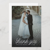 Ribbon Script Minimalist Wedding Photo Bedankkaart (Voorkant / Achterkant)