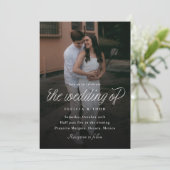 Ribbon Script Minimalist Wedding Photo Kaart (Staand voorkant)