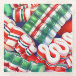 RIBBON SNOEP Glass Beverage Coaster Glazen Onderzetter