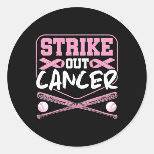 Ribbon strike out kanker honkbal ronde sticker