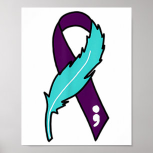 Ribbon Suicide Awareness geestelijke gezondheid vo Poster