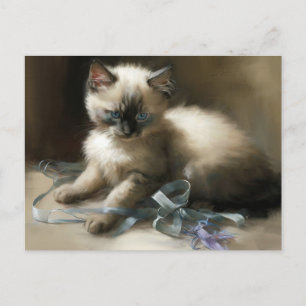 Ribbon Tangle Siamese Kitten Briefkaart