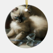 Ribbon Tangle Siamese Kitten Keramisch Ornament (Voorkant)