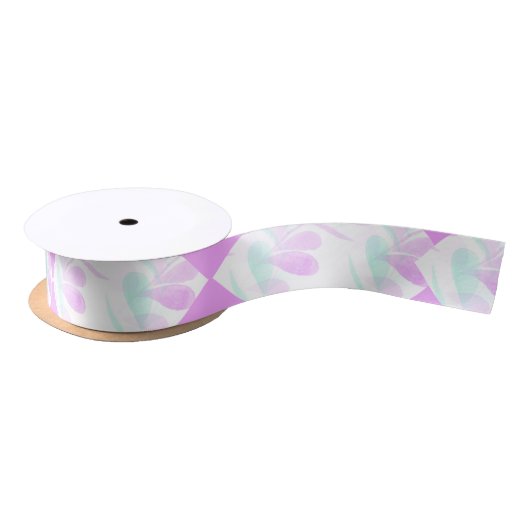 Ribbon van Fuchsia en Turquoise Leaves Lint (Spoel)