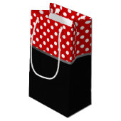Ribbon van zwarte, rode en witte poka klein cadeauzakje (Achterkant Gekanteld)