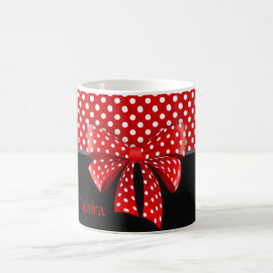 Ribbon van zwarte, rode en witte poka koffiemok
