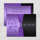 RIBBON violet, noir, carte de réponse florale (Devant / Derrière)
