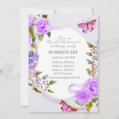 Ribbon violet Rose Invitation d'anniversaire (Dos)