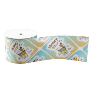 RIBBON - WHISKEY SOUR RECIPE COCKTAIL ART GROSGRAIN LINT