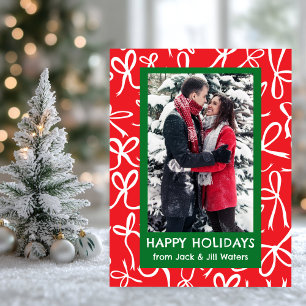 Ribbons Bows Christmas CUSTOM FOTO Feestdagenkaart