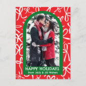 Ribbons Bows Christmas CUSTOM PHOTO Arch Feestdagenkaart (Voorkant)