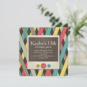 Ribbons en Button Uitnodiging (Staand voorkant)