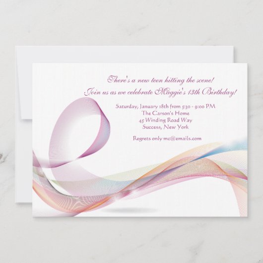 Ribbons Invitation de fête d'anniversaire (Devant)