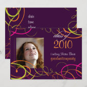 Ribbons/moerassen Afstuderen Uitnodiging Foto/plum (Voorkant / Achterkant)