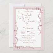 Ribbons roses Invitation à la douche nuptiale (Devant)