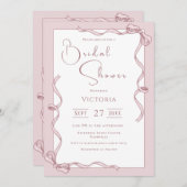 Ribbons roses Invitation à la douche nuptiale (Devant / Derrière)