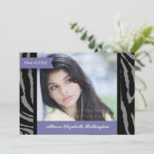 Ribbons Zebra Print Afstuderen: Paars Kaart (Staand voorkant)