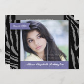 Ribbons Zebra Print Afstuderen: Paars Kaart (Voorkant / Achterkant)