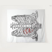 ribcage en hartanatomie Halloween Wandkleed (Voorkant (horizontaal))
