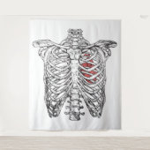 ribcage en hartanatomie Halloween Wandkleed (Voorkant)
