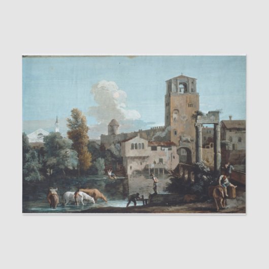 Ricci Capriccio Horses Landscape Painting Tissuepapier (Voorkant)