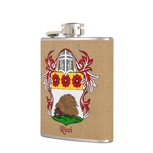 Ricci Heraldic Shield met helm en mantel Heupfles (Links)