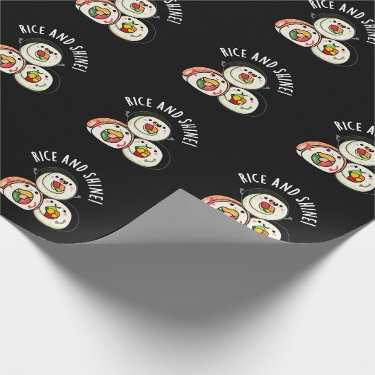 Rice and Shine Grappige Sushi Roll Pun Donker BG Cadeaupapier (Hoek)