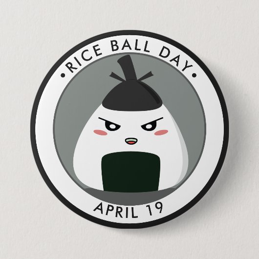 Rice Ball Day, kawaii Onigiri Ronde Button 7,6 Cm (Voorkant)