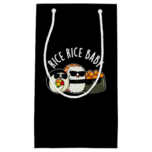 Rice Rice Baby Funny Sushi Roll Pun Dark BG Klein Cadeauzakje (Voorkant)
