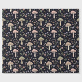 Rich Black Dark Academia Fungi Seamless Pattern Cadeaupapier (Vlak)