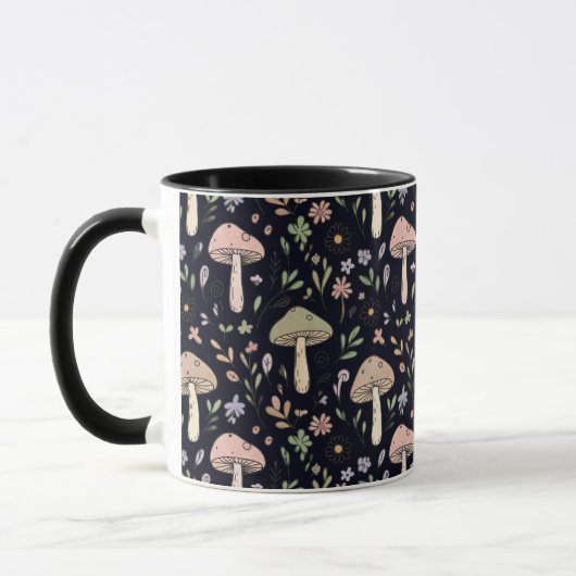 Rich Black Dark Academia Fungi Seamless Pattern Mok (Links)