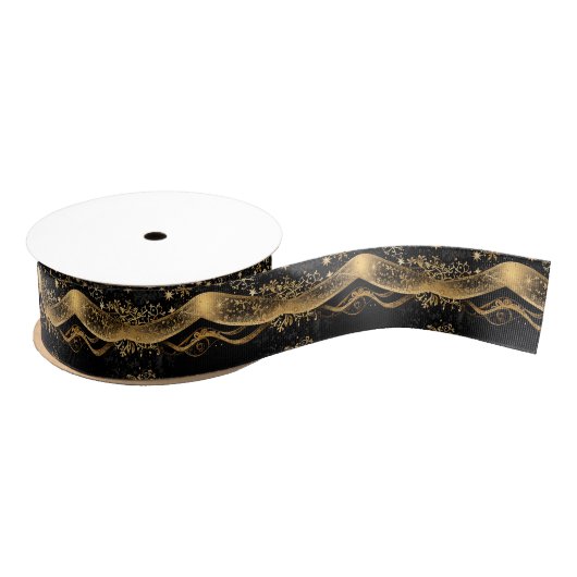 Rich Black & Gold Holiday Grosgrain Lint (Spoel)