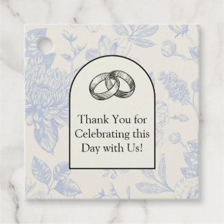 Rich Blue French Floral Toile Floral Bedankjes Labels