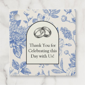 Rich Blue French Floral Toile Floral Bedankjes Labels