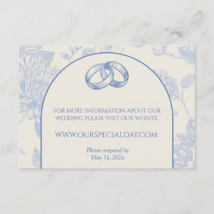 Rich Blue French Floral Toile Floral Informatiekaartje