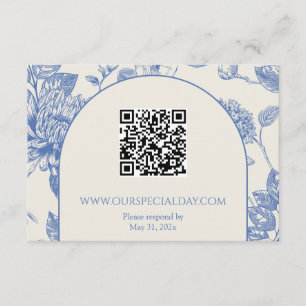 Rich Blue French Floral Toile Floral Informatiekaartje