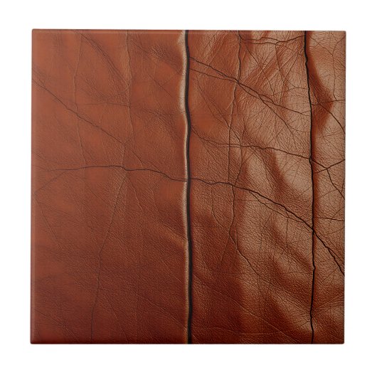 Rich Brown Leather Texture Pattern Tegeltje (Voorkant)
